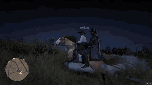 a person riding a horse with a message that says don t tell me