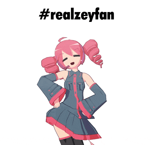 a drawing of a girl with the hashtag #realzeyfan above her