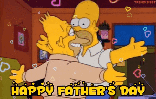 homer simpson is hugging bart simpson in a cartoon for father 's day