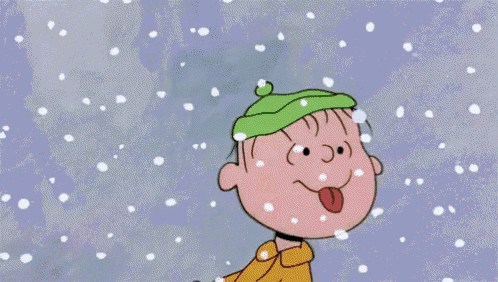 a cartoon character wearing a green hat is standing in the snow