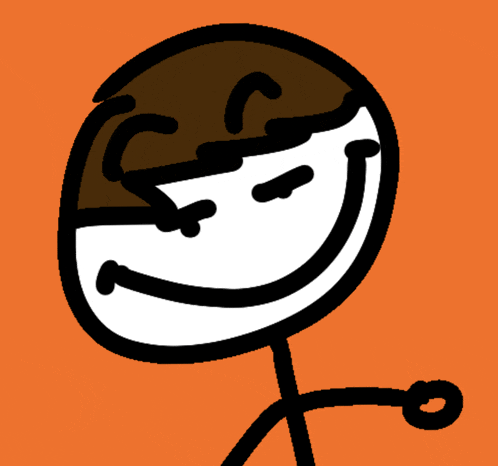 a stick figure with a brown hair and a white face