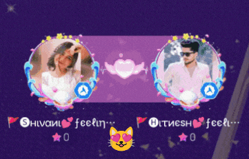 a purple background with two pictures of a man and a woman and the words " shivani feelin "
