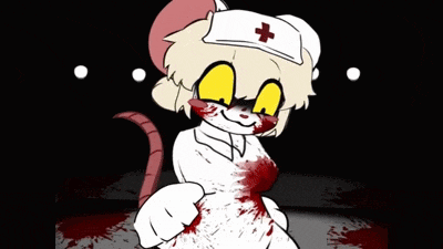 a cartoon nurse holding a bottle of ketchup
