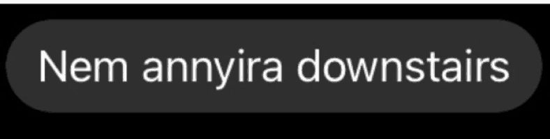 a black button that says nem annyra downstairs