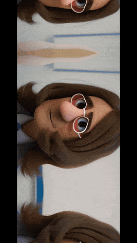 a close up of a cartoon character wearing glasses and a tie