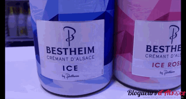 two bottles of bestheim creamant d' alsace ice and bestheim creamant d' alsace ice rose