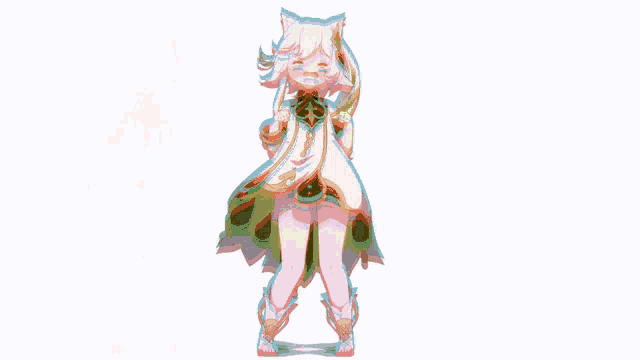 a drawing of a girl with white hair and a cat ears