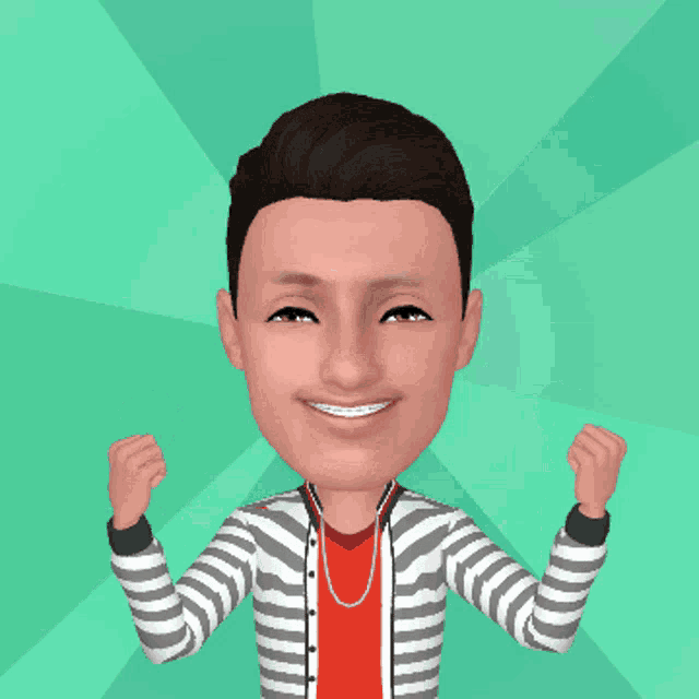 a cartoon of a man with his fist up in the air