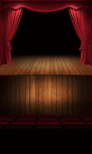 a stage with red curtains and the words se vira nos 30 da joice on it