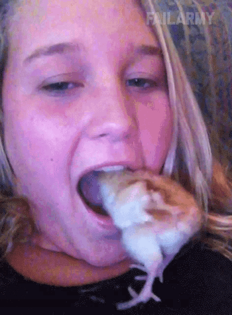 Chick In Mouth Failarmy GIF - Chick In Mouth Failarmy Went Inside GIFs