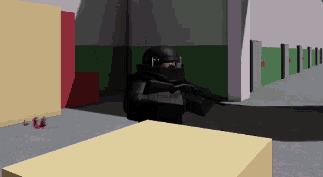 a computer generated image of a soldier in a building
