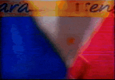 a blue white and red triangle with the word ara on it