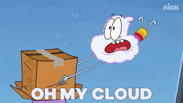 a cartoon character with the words oh my cloud above it