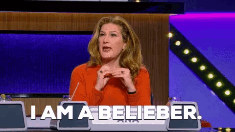a woman says i am a belieber on a television show
