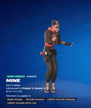 an icon series emote for mine is shown on a blue screen