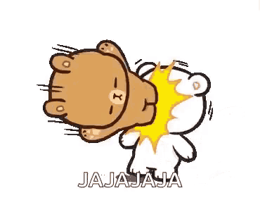 a cartoon of a teddy bear hitting another teddy bear in the face .