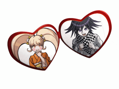 a couple of hearts with a girl and a boy in them