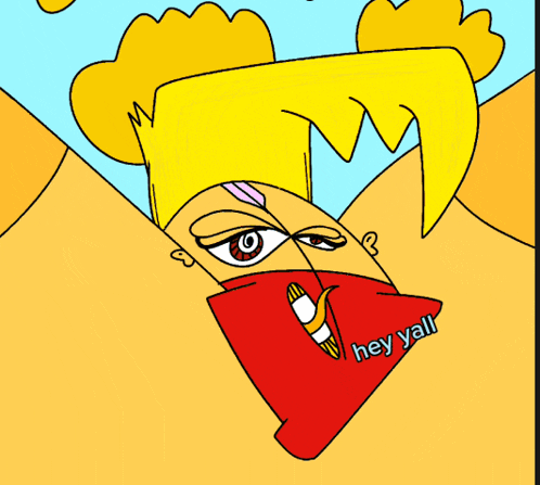 a cartoon drawing of a person with g.m written on the bottom right