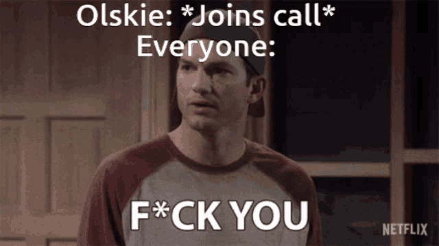 a man in a baseball cap says olskie joins call everyone fuck you