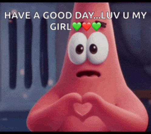 patrick star from spongebob squarepants making a heart with his hands