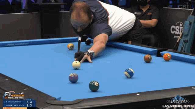 a man is playing pool on a diamond las vegas open