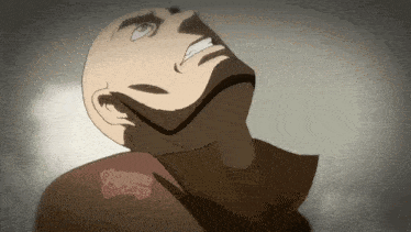 a cartoon of a bald man with a beard looks up at the sky