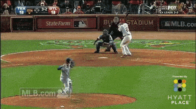 a baseball game is being played at a stadium sponsored by hyatt place
