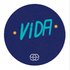 a blue circle with the words mais fe na vida on it