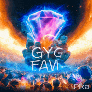 a poster that says gyg fam with a large diamond in the background