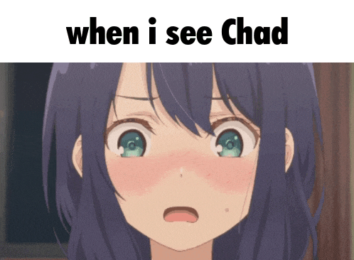 a picture of a girl with the words " when i see chad " below her