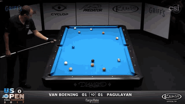 a pool table sponsored by diamond and griff 's cycles