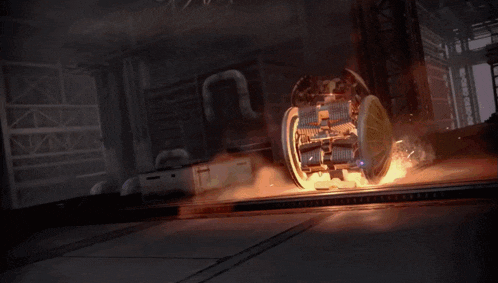 a machine that is on fire with a purple glow