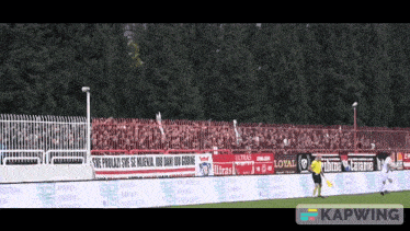 a banner on the side of a soccer field says loyal