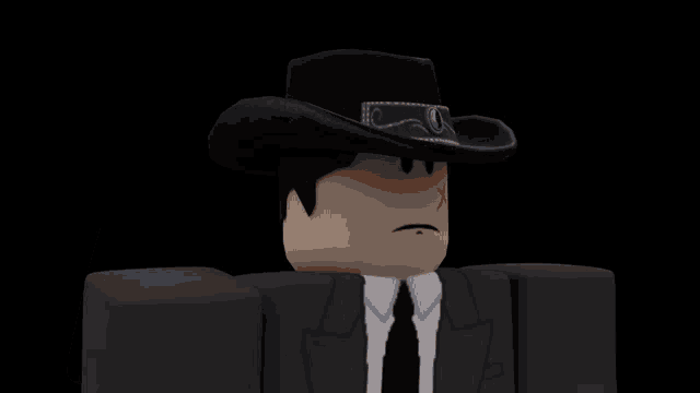 a roblox character wearing a cowboy hat and holding a piece of paper