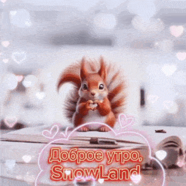 a greeting card with hearts and the words " snowland "