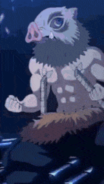 a pig with a beard is holding a sword in his hand