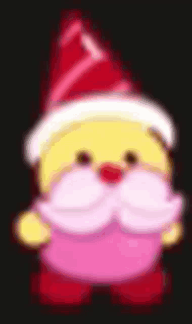 a blurred image of a stuffed animal with a santa hat and beard
