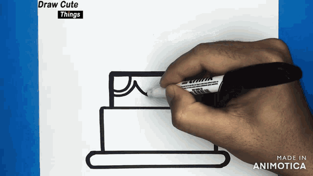 a person is drawing a bed with a marker and the words draw cute things are on the bottom