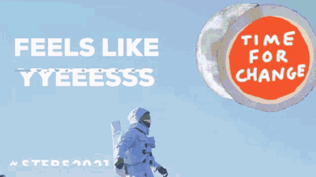 an advertisement for steps 2021 with an astronaut raising his arms in the air