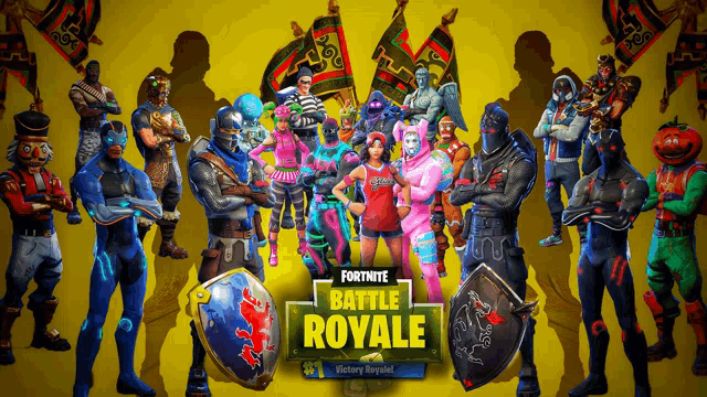 a poster for fortnite battle royale shows many characters