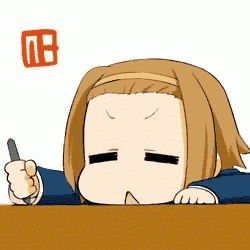 a cartoon drawing of a girl holding a pen with the number 6 above her