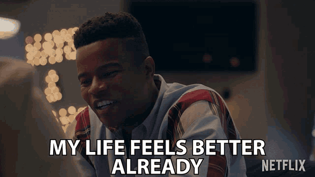 a netflix ad shows a man smiling and says my life feels better already