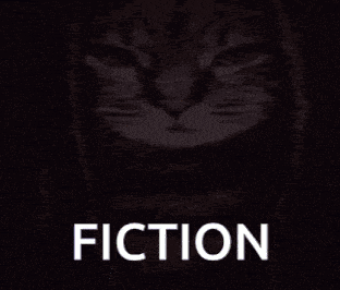 a cat with dreadlocks and the word fiction written below it