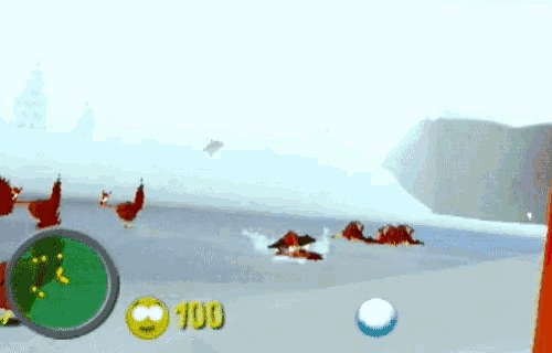 a screenshot of a video game with the number 100 on the bottom