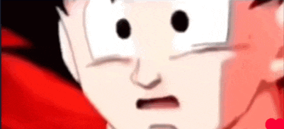 a close up of a cartoon character 's face with a shocked look on his face .