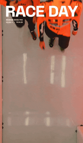 a poster for the bahrain grand prix shows two people laying on their backs