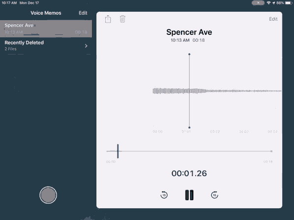 a recording of spencer ave is being played on a phone
