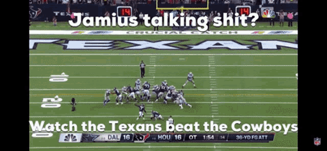 a screenshot of a football game with the words jamius talking shit