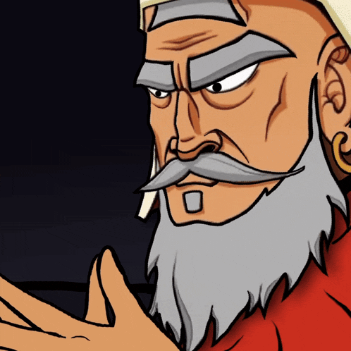 a cartoon of a man with a beard and earrings