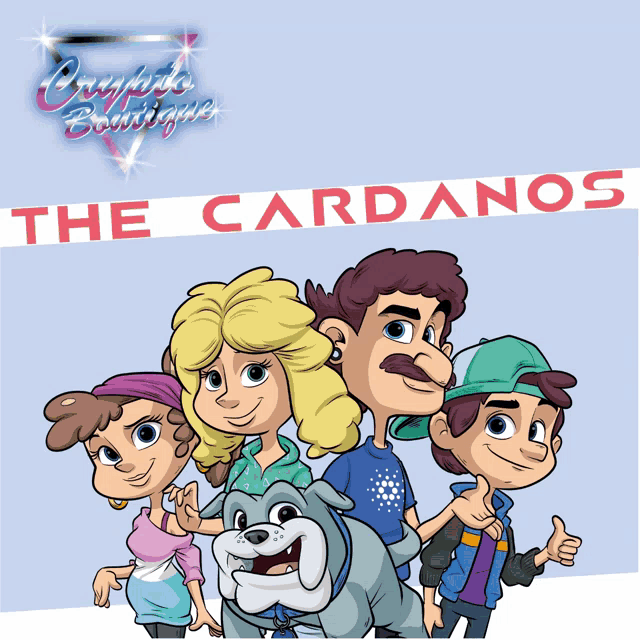 a group of cartoon characters standing next to each other with the words the cardanos below them